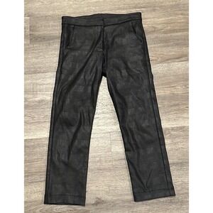 Meg Shop Black Textured Tonal Plaid Slim Leg Trousers Made in Canada Womens XS